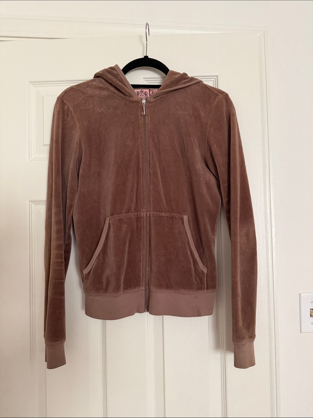 Juicy Couture Classic Velour Full Zip Hoodie Brown XL
